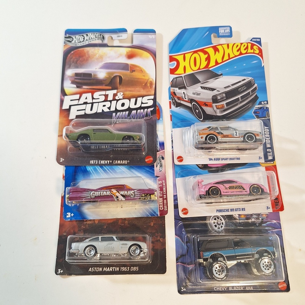 Hot Wheels 6 Cars Camaro/‎ Blazer/ Aston Martin/ Audi/ Porsche/ Cadillac